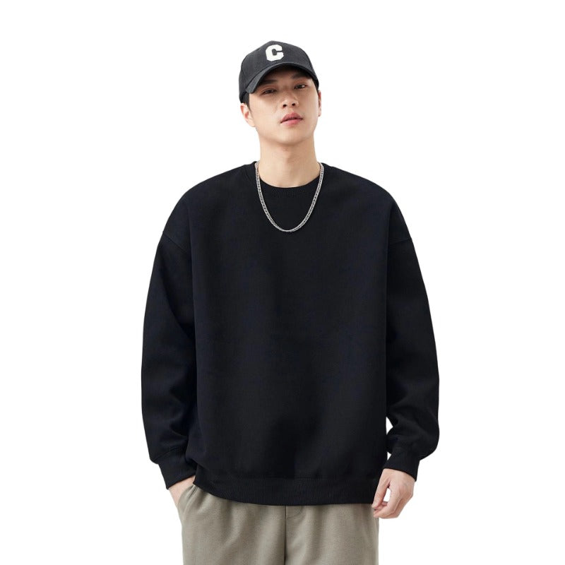 Heavyweight 405g Cotton Crewneck Sweatshirt - Unisex Classic Fit Essential Wardrobe Staple