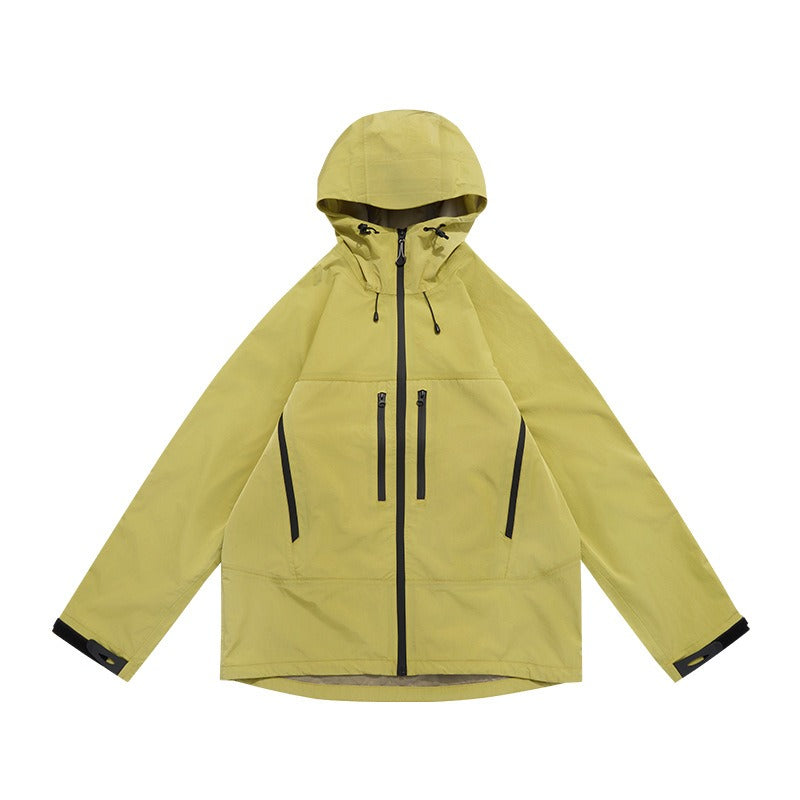 Men's Professional Waterproof Jacket - Dupont Triple Shield Hard Shell, Windproof Mountain Workwear with 8-Pocket Tactical Design, All-Weather Hiking Raincoat for  Outdoor Adventures