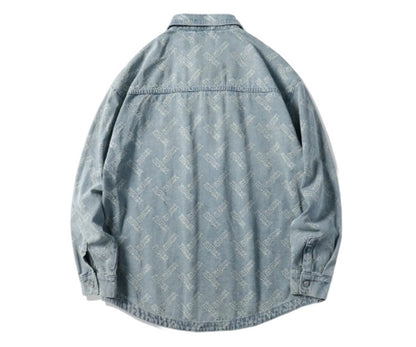 Men's Vintage Floral Embroidery Denim Jacket - Distressed Retro Loose Fit Designer Coat with Buckle Details [2025 New Arrival]