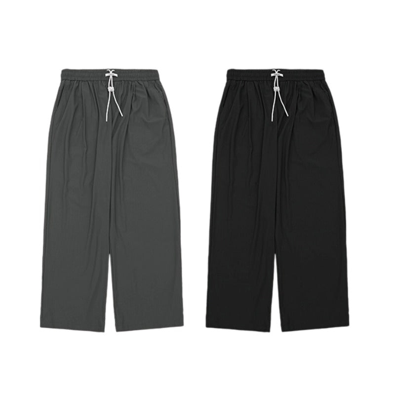 2025 Men's Checkered Quick-Dry Wide Leg Pants – Cooling Stretch Streetwear | Elastic Waist Summer Essentials