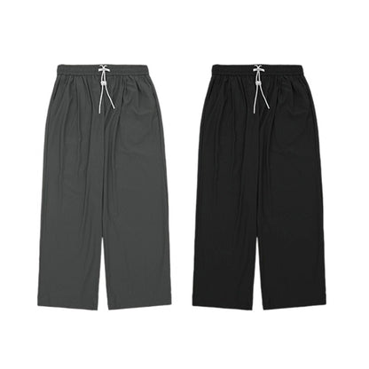 2025 Men's Checkered Quick-Dry Wide Leg Pants – Cooling Stretch Streetwear | Elastic Waist Summer Essentials