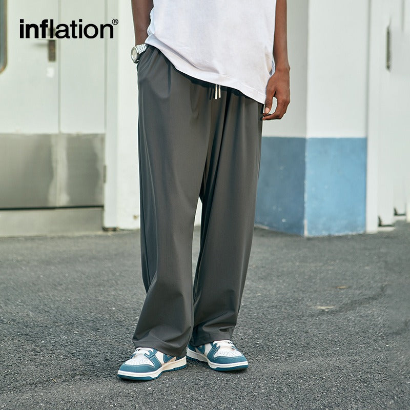 2025 Men's Checkered Quick-Dry Wide Leg Pants – Cooling Stretch Streetwear | Elastic Waist Summer Essentials