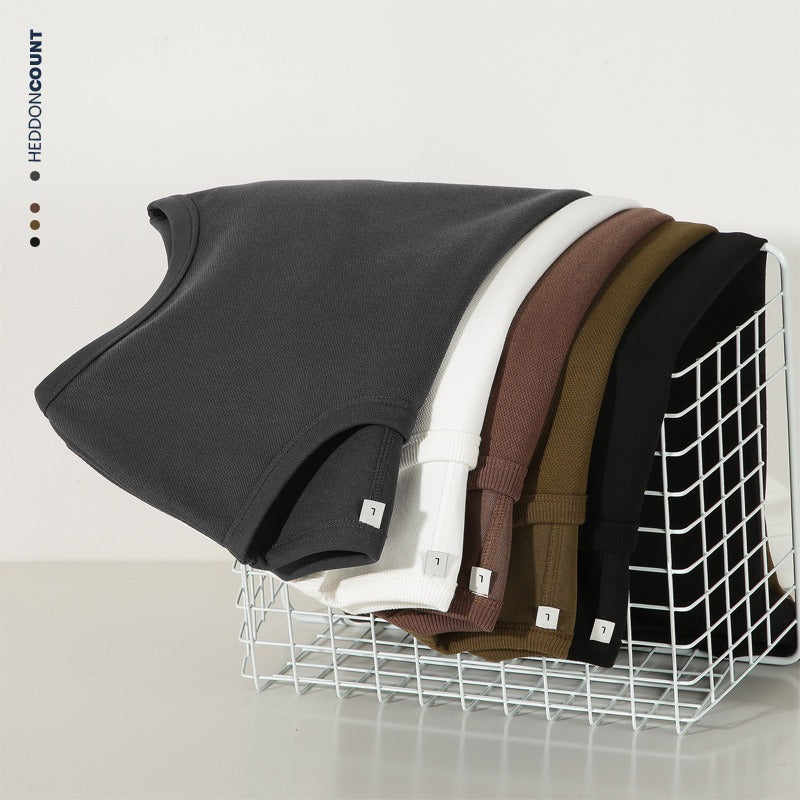 Men's 220gsm Heavyweight Pique Tank Top - Oversized Japanese Retro Streetwear, Breathable Cotton Unisex Design for Urban Fashion & Gym