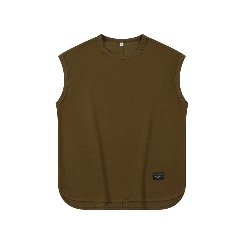 Men's 220gsm Heavyweight Pique Tank Top - Oversized Japanese Retro Streetwear, Breathable Cotton Unisex Design for Urban Fashion & Gym